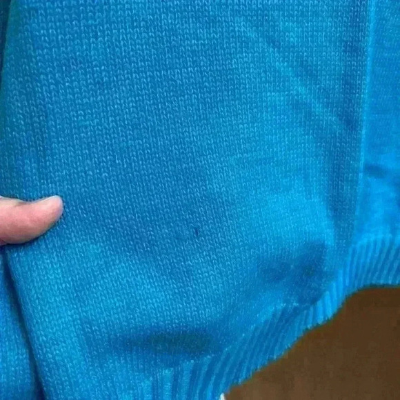 Adele Knitwear Vintage 80s Sweater 3/4 or 1/2 Sleeve Blouse Turquoise L - Picture 4 of 6